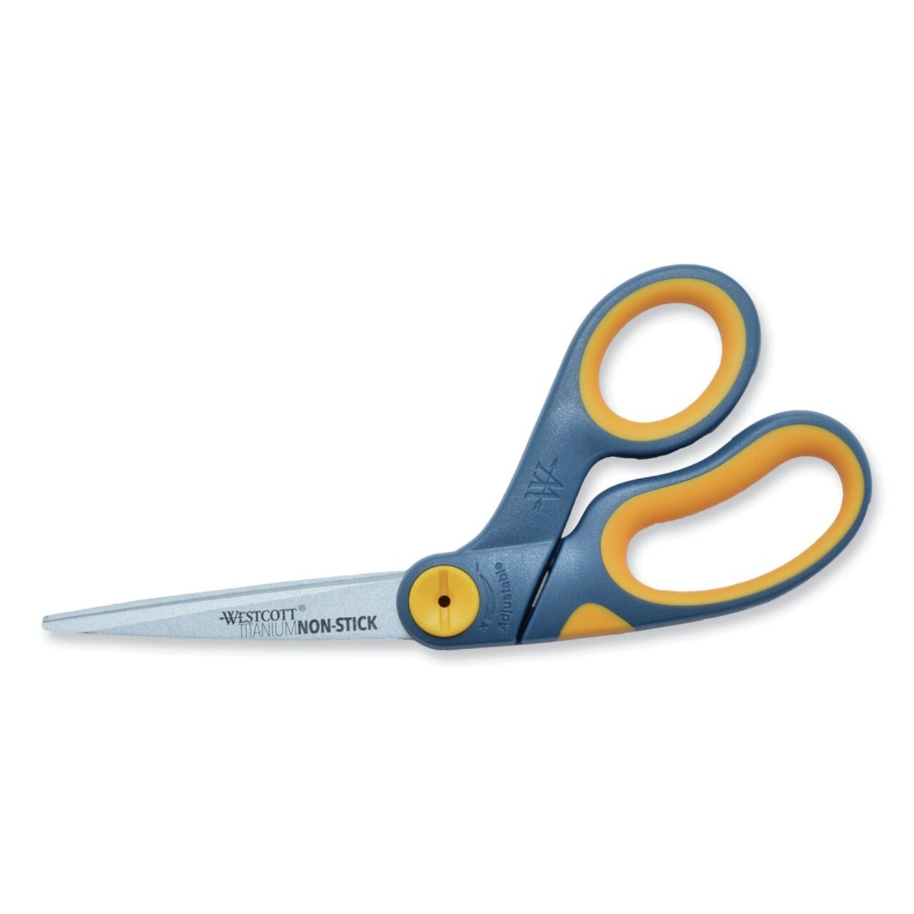 Westcott 8 in. Long x 3.25 in. Cut Length Non-Stick Titanium Bonded Scissors - Crane-Style Gray/Yellow Handle